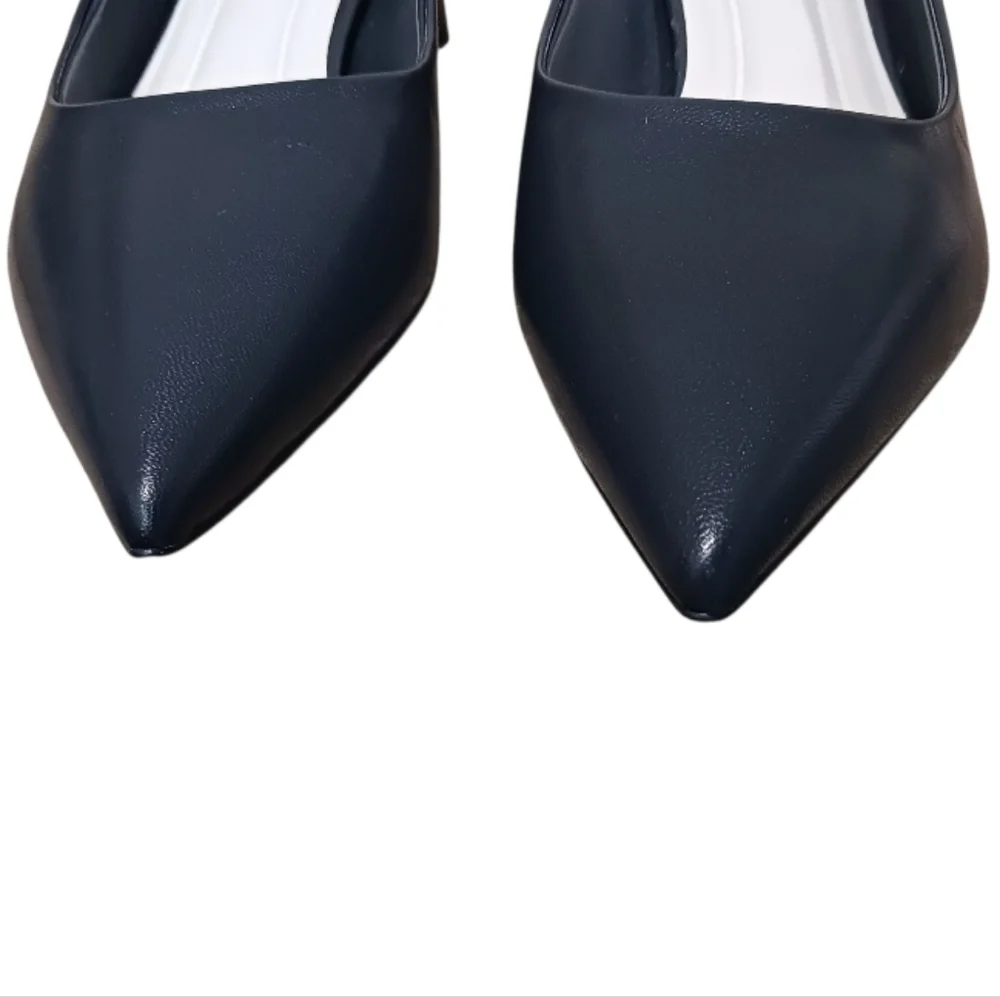 SOLD Franco Sarto Racer Pump Navy Block Heel - Picture 8 of 16